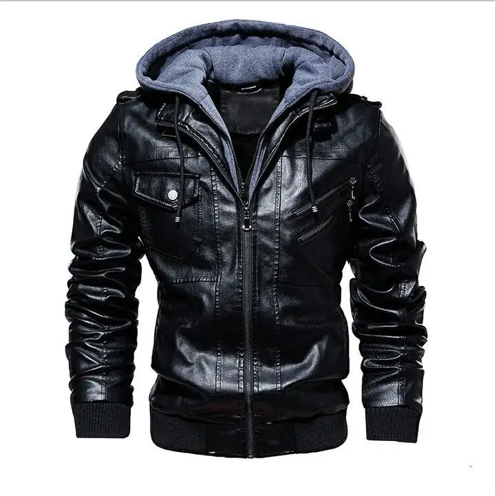 Black Куртка из искусственной кожи для мужчин, винтажная косой молнией, мотоциклетная кожаная куртка-бомбер, мужской женский жакет Masculino Couro - Цвет: Black