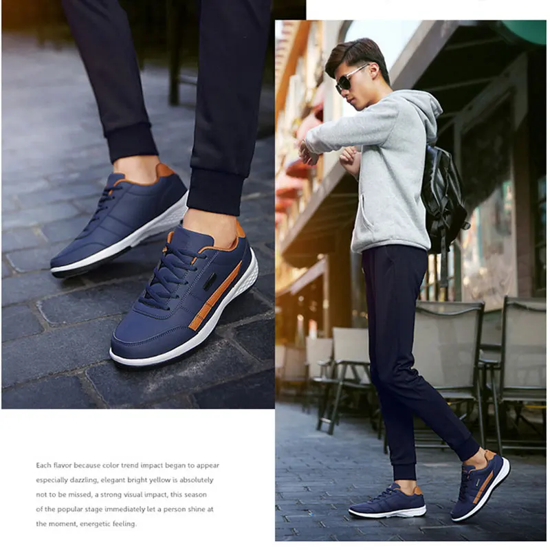 

Newest Men Energy Lace-Up Sneaker Men Shoes Sports Casual Fashion Sneakers Blue/Black/White