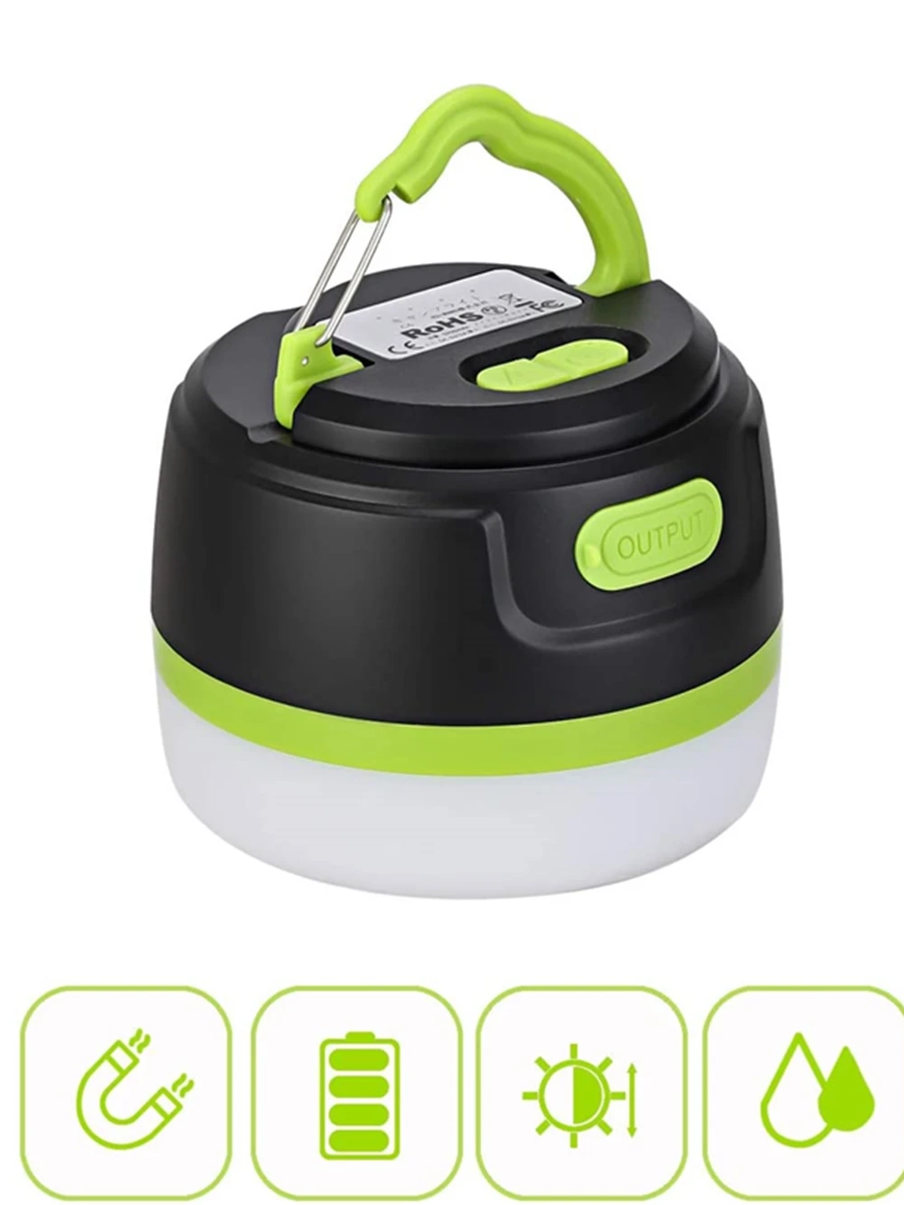 Фонарь туристический светодиодный перезаряжаемый с выдвижным крючком магнитное