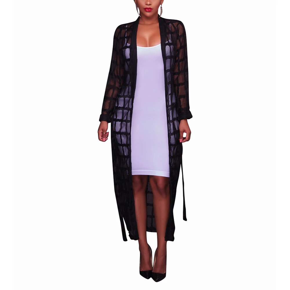 Летнее Черное длинное женское блестящее повседневное пляжное прозрачное