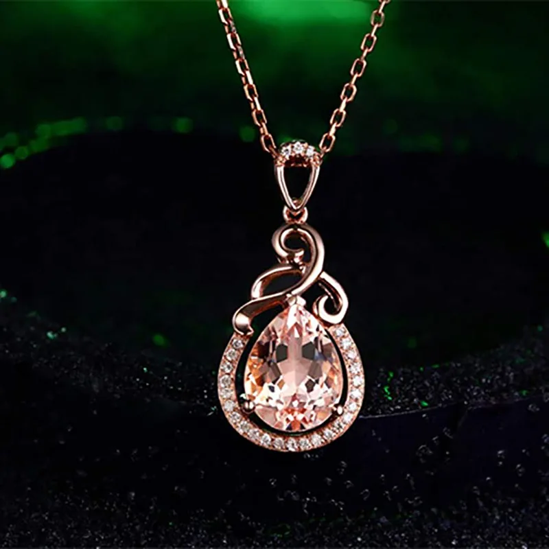 

2021 New Luxury Rose Gold Color Pear Necklaces For Women Anniversary Gift Jewelry Wholesale Moonso X5982
