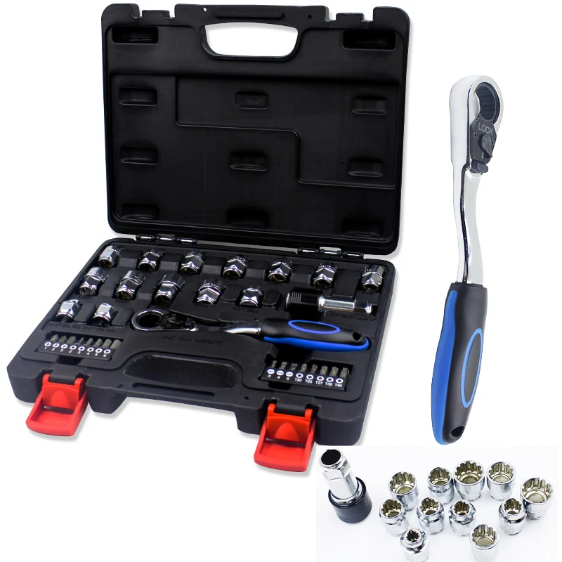 Tool Set Hand Tools For Car Repair Ratchet Spanner Wrench Socket Set Professional Bicycle Car Chrome Vanadium Tool Kits