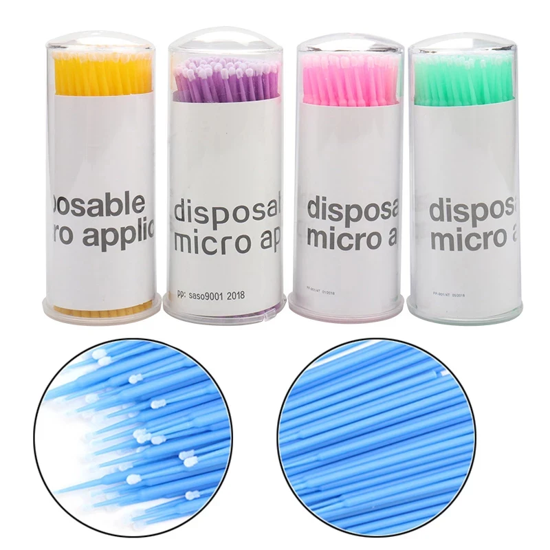 

100Pcs Colorful Disposable Eyelash Micro Brushes Swab Individual Cotton Swabs Eye Lashes Applicator Cleaning Swab Cosmetic Tool