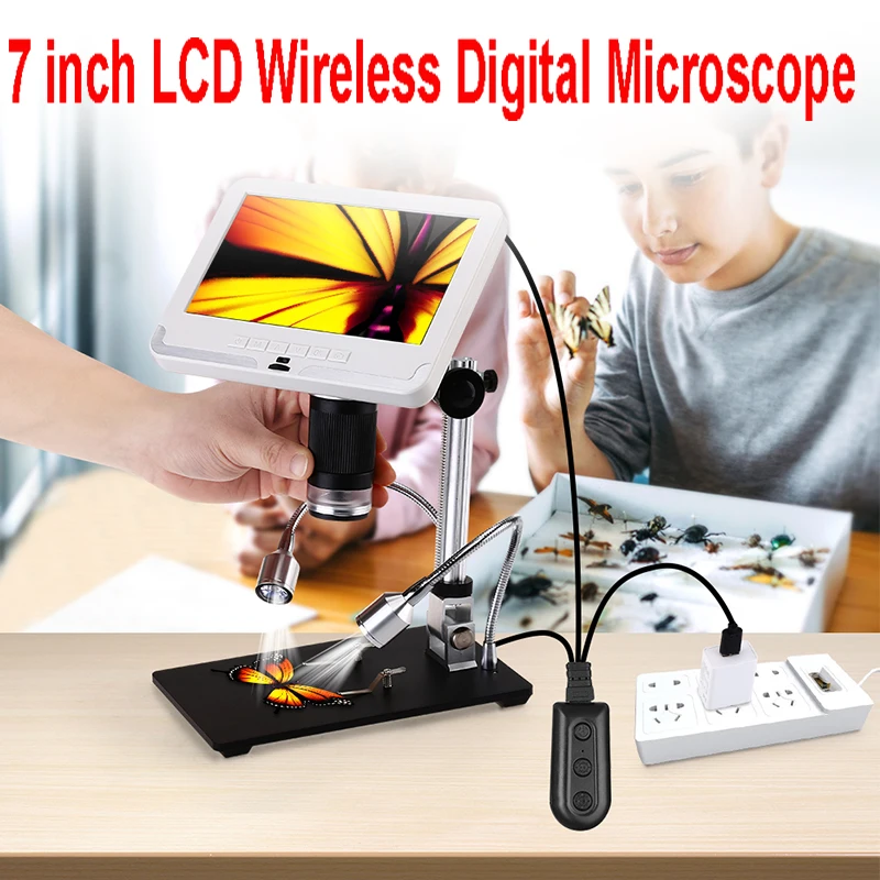 Цифровой микроскоп с пультом дистанционного управления 7-дюймовый ЖК-дисплей 1080P