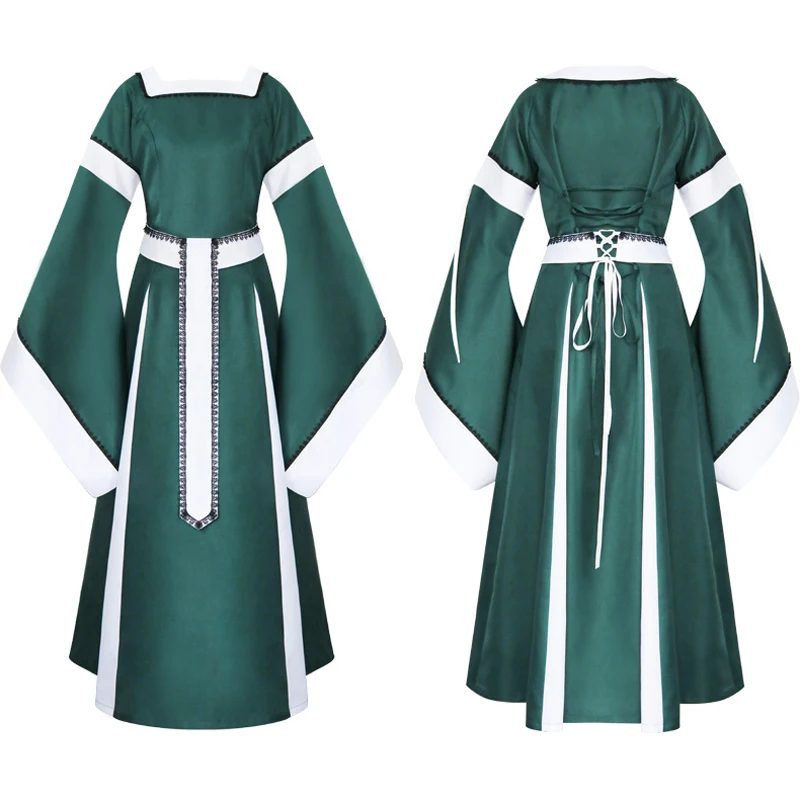 

SISHION Medieval European and American Retro Costume Halloween Party Dress Long-sleeved Square Neck Ladies Women Dress VD2262
