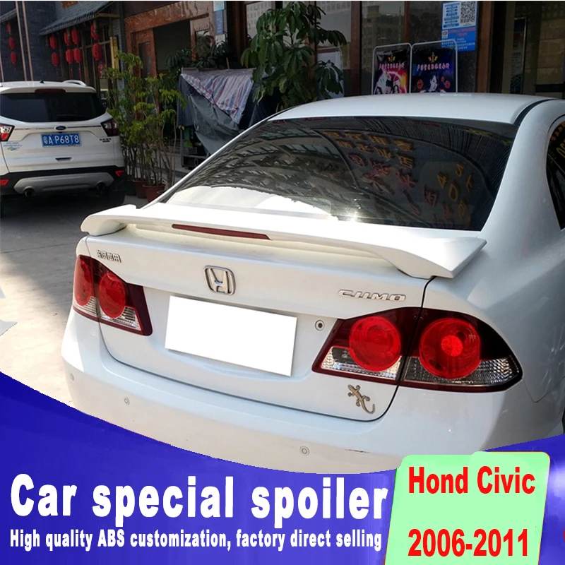 fashion clamp style Punching installation spoiler 2006 to 2011 For honda civic rear trunk primer high quality sopoilers