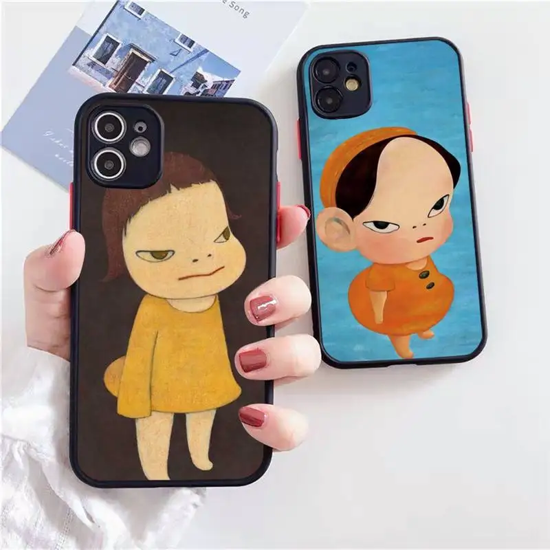 

YNDFCNB cartoon Yoshitomo Nara Phone Case Matte Transparent For iPhone 12 Mini 11 Pro XR XS Max 7 8 Plus