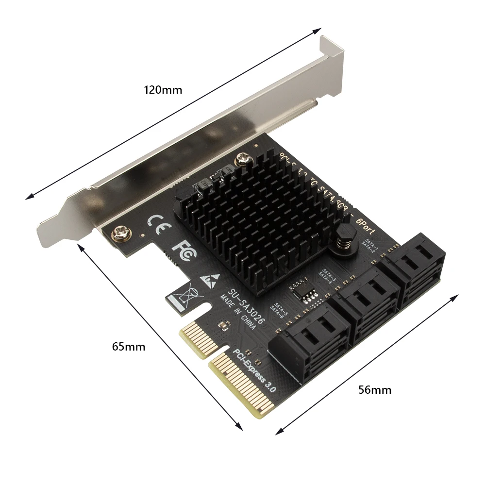 

SATA PCIe Adapter 6 Ports SATA III to PCI Express 3.0 X4 Controller Expansion Card New