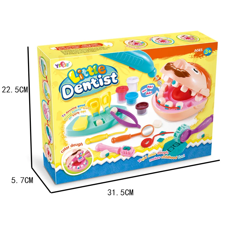 

Children Puzzle Toy Doctor Set Light Clay Plasticine Tools Simulation Play House Pretend Dentist DIY Clay Educational Tooth Mold