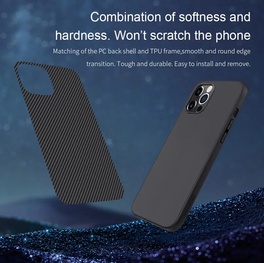 Чехол Nillkin для iPhone 12/12 mini/12 Pro/12 Pro Max противоударный чехол из углеродного волокна и