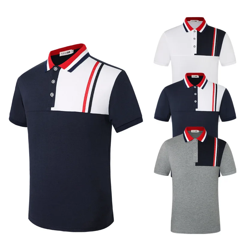 

New Contrast Color Men Polo Summer Casual Golf Sport Style Male Top Shirts Clothes