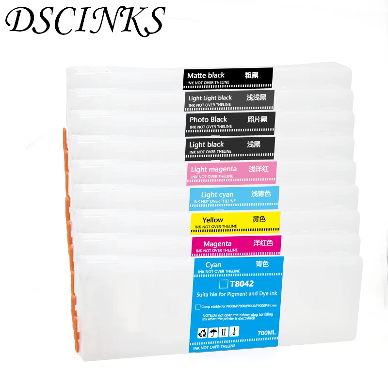 9color T8041 T8042 T8043 T8044 T8045 T8046 T8047 T8048 T8049 Refillable ink cartridge for Epson P6000 P8000 printer with chip