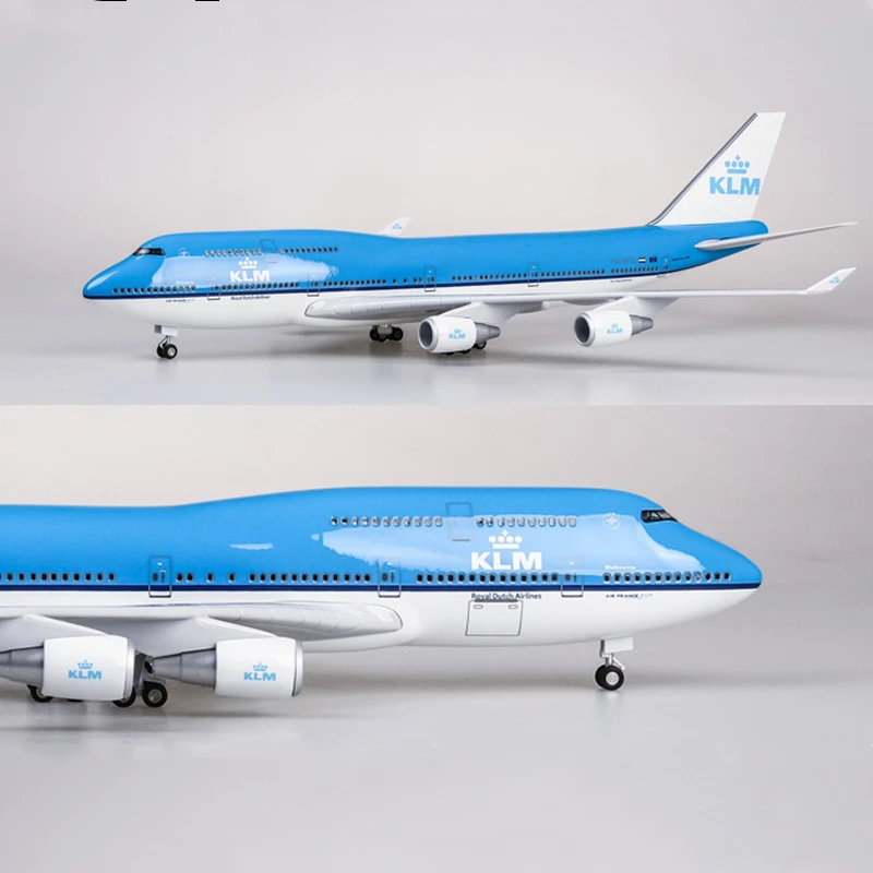 

47CM 1:160 Scale Airplanes KLM Royal Dutch Airlines Boeing B747 Aircraft Model With Wheels Diecast Resin Plane Collectible Gift