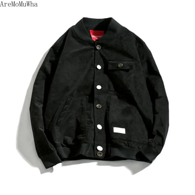 

AreMoMuWha Winter New Large Size Jacket Male Loose Men's Autumn and Winter Youth Baseball Collar Casual Jacket Mens JacketQX207