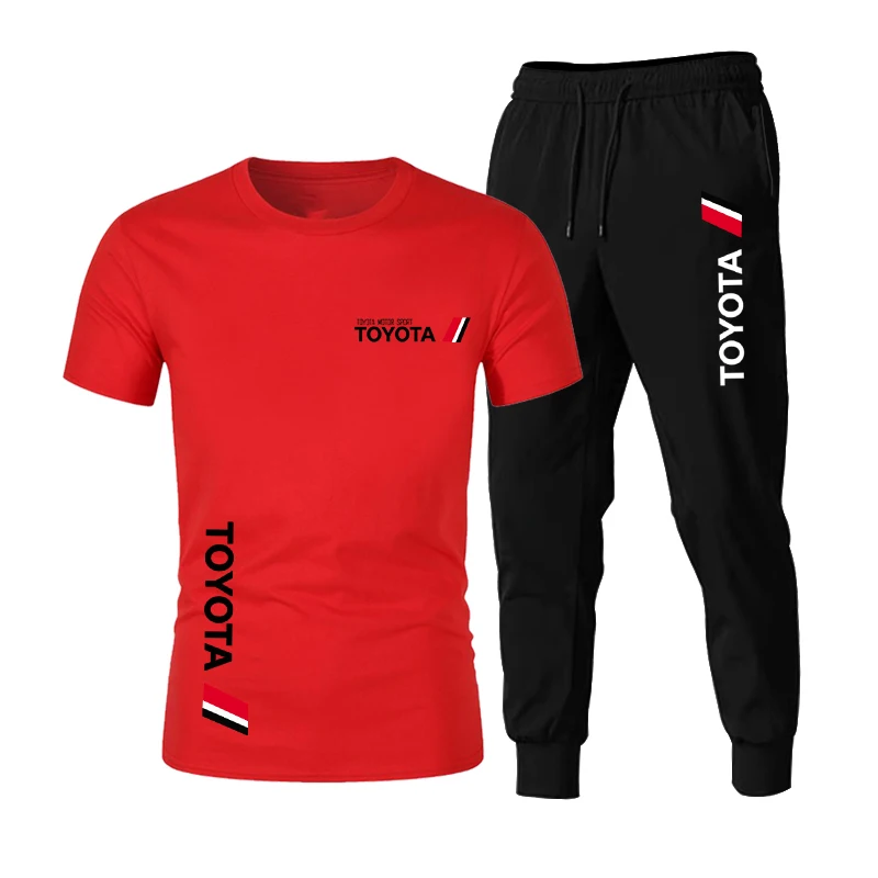 

2021 Salary TOYOTA Men's Suit, Casual Fashion Version, Sports T-Shirt + Pants 2-Piece Set