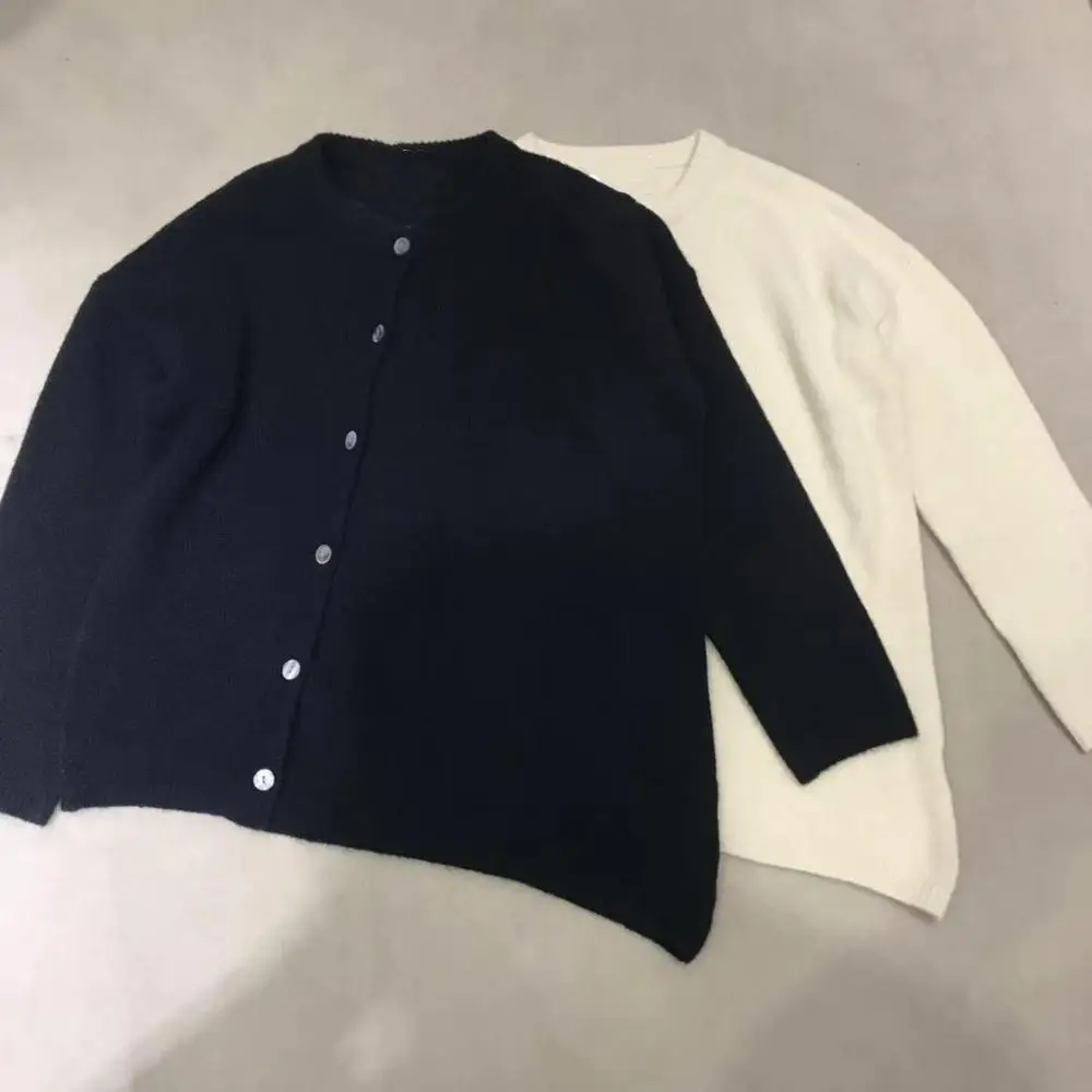 

Asymmetry Single-breasted Women Knitted Cardigan Autumn Winte O-neck lady Long Sleeve Knitwear Jacket Sweater Top