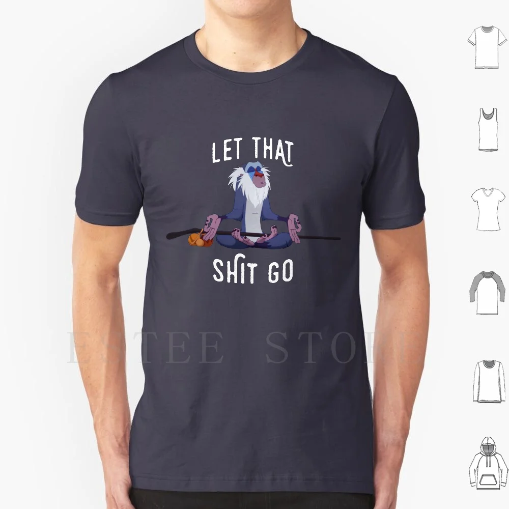 Футболка с надписью Let That shitgo Мужская хлопчатобумажная футболка 6Xl Yoga статуя