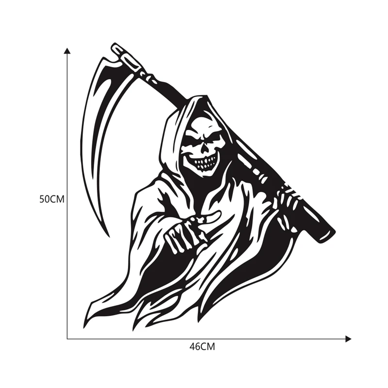 Автомобильные наклейки черный череп капюшон наклейка боковой большая