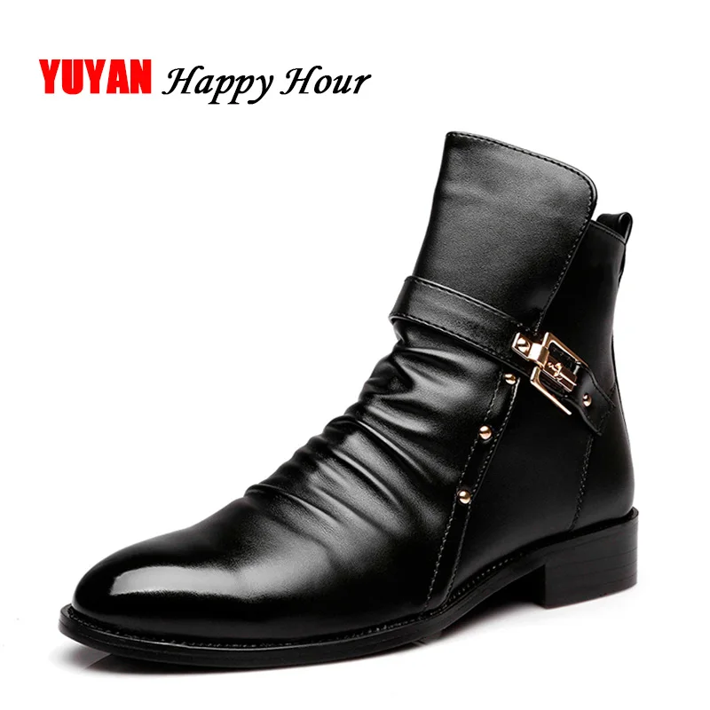 Мужские Нескользящие ботинки из натуральной кожи на осень/зиму|Ботинки| |