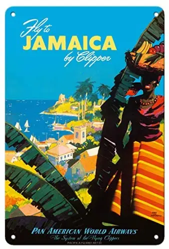 

Fly to - Jamaica - by Clipper - Pan American World Airways - Airlineby Mark Von Arenburg c.1950 Metal Tin Sign