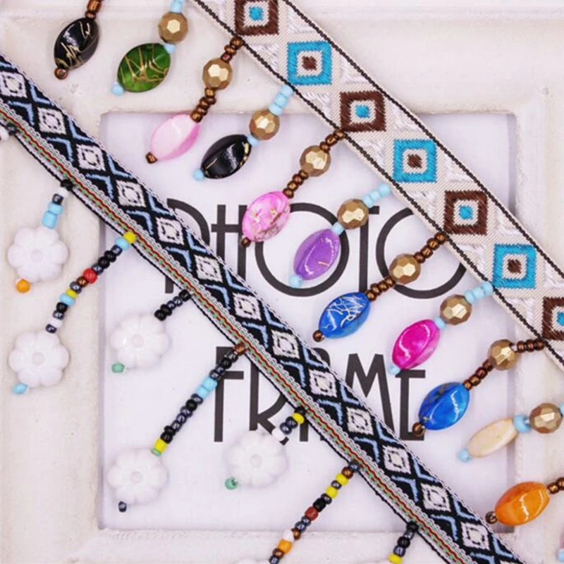 1 ярд/партия Этническая шелковая кисточка бахрома отделка вышивка кружевная Бохо