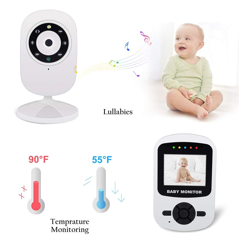 New Wireless Camera Baby Monitor Night Vision Sleep Monitor 2.4 inch LCD Display Temperature Detection Security Camera