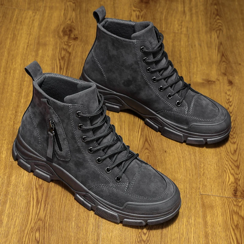 Jual Pria Fashion Sepatu Kasual Sepatu Bot Tinggi Top Sneakers Nyaman Rekreasi Sepatu Bernapas Street Olahraga Sepatu Sepatu