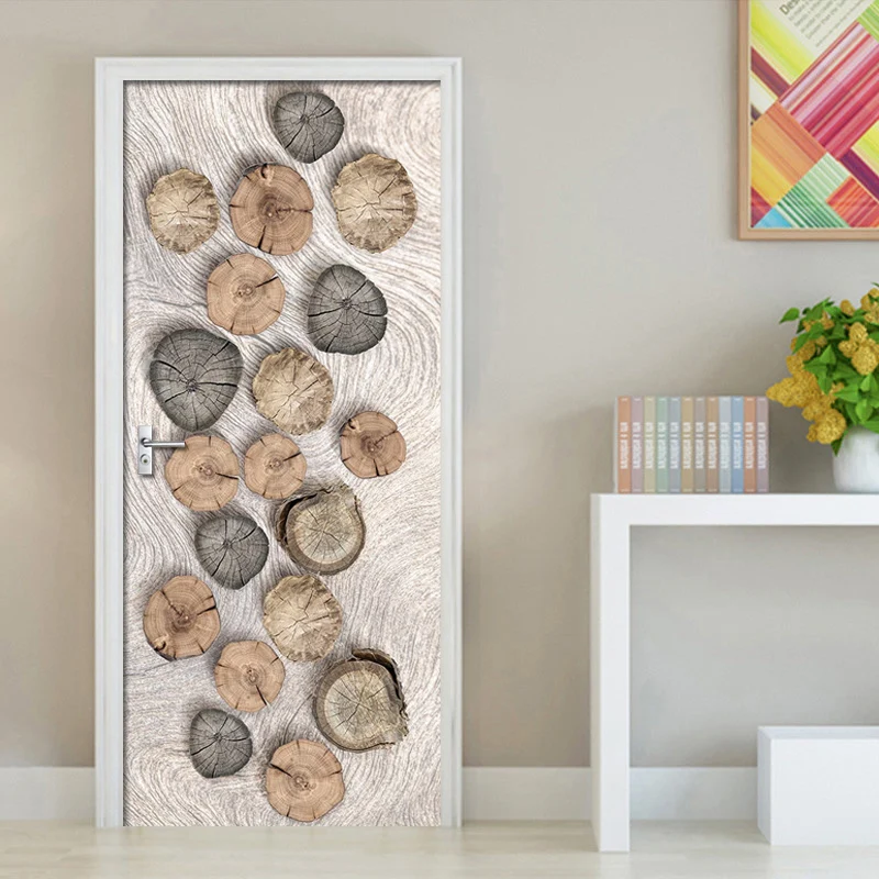 3d дерево зерна Годовой кольца двери клеющиеся фотообои гостиная спальня обои