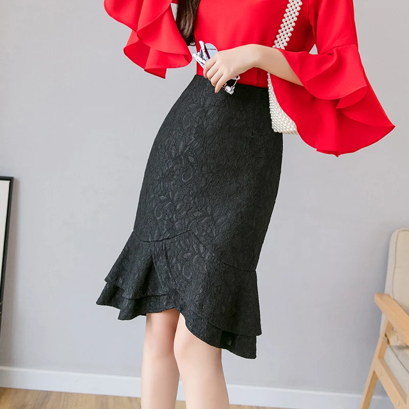 

Elegant Lady Designers Summer High Waist Solid Color Irregular Mermaid Party Office Skirts Women S-5XL Clothes