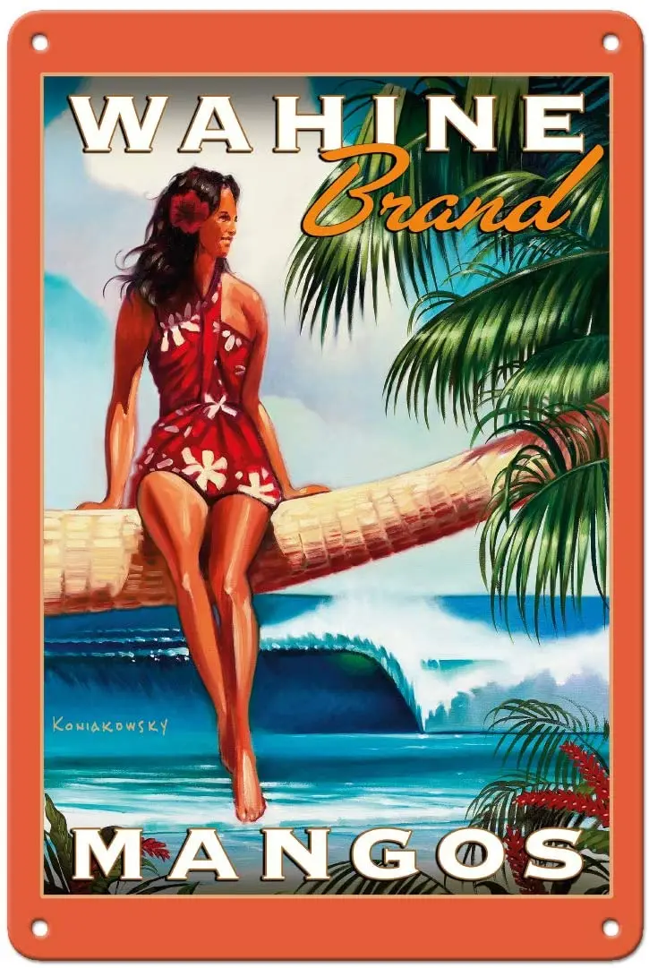 

Pacifica Island Art Wahine Brand Mango - Hawaiian Woman - Vintage Advertising Poster by Wade Koniakowsky - 8in x 12in Vintage