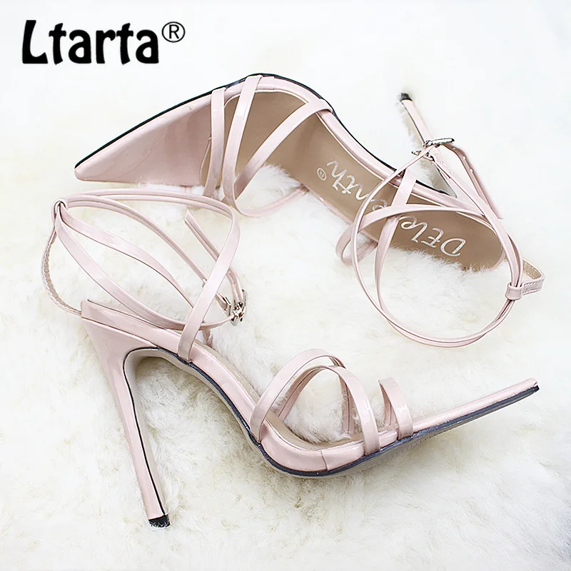 LTARTA/пикантные босоножки цвета хаки пикантные с острым открытым носком на высоком