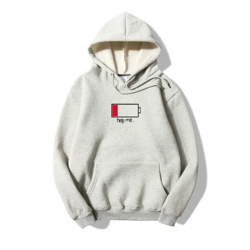 Хлопковая толстовка с капюшоном, модная мужская толстовка, мужские толстовки, зимние женские/мужские пуловеры с капюшоном, спортивная одежда - Цвет: Серый