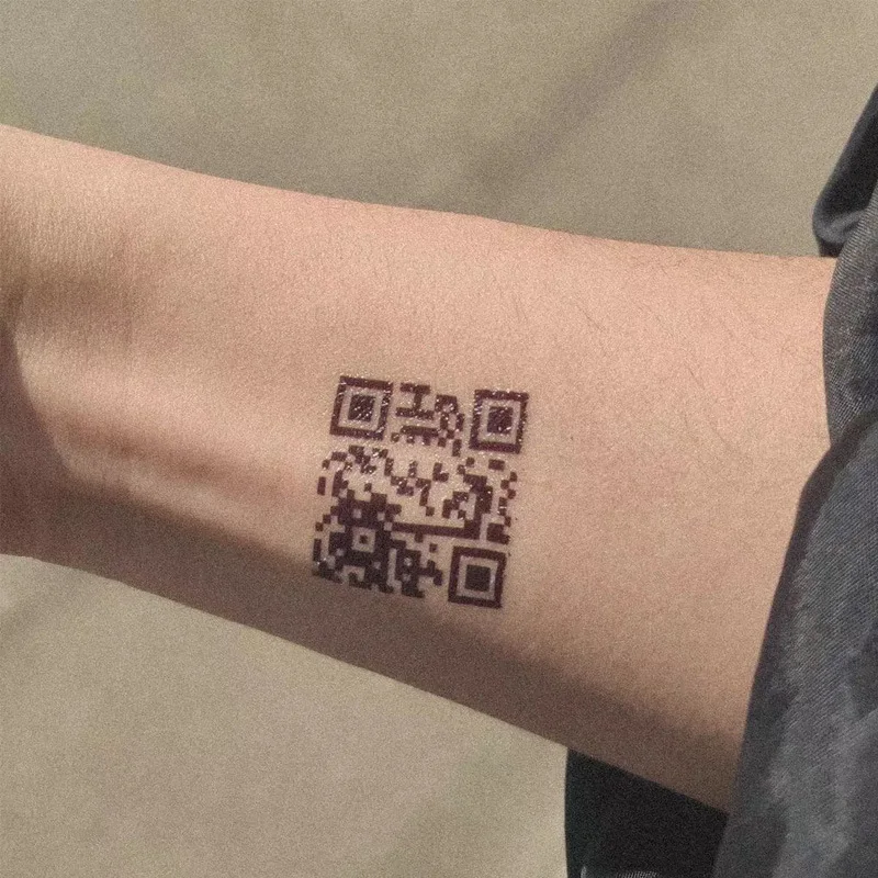 Креативная любовь QR код искусственная татуировка для влюбленных взрослые