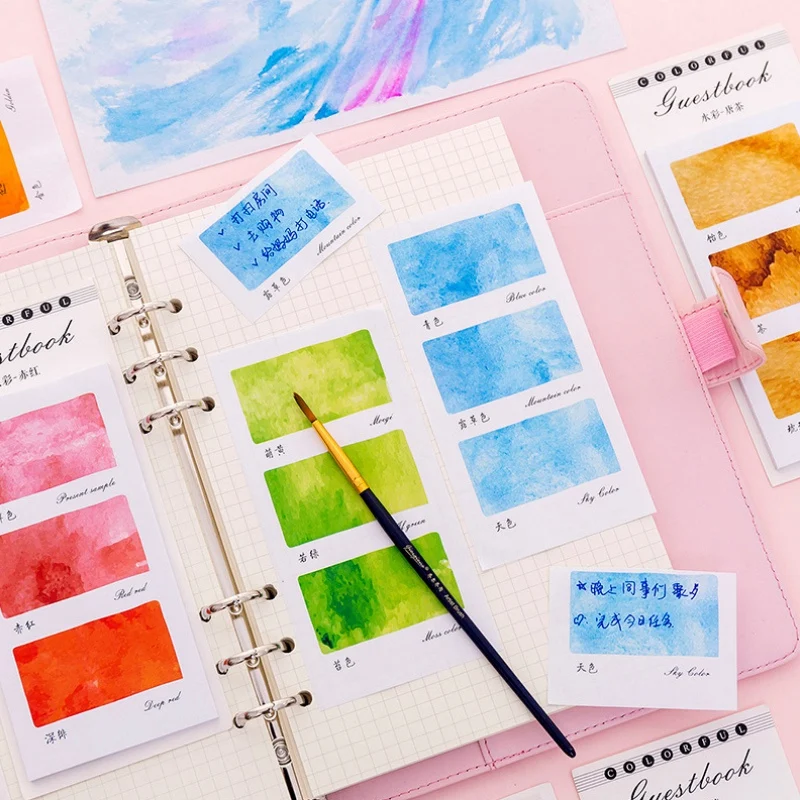 1 шт красочный сон акварель Блокнот Бумага бумаги для заметок на клейкой основе