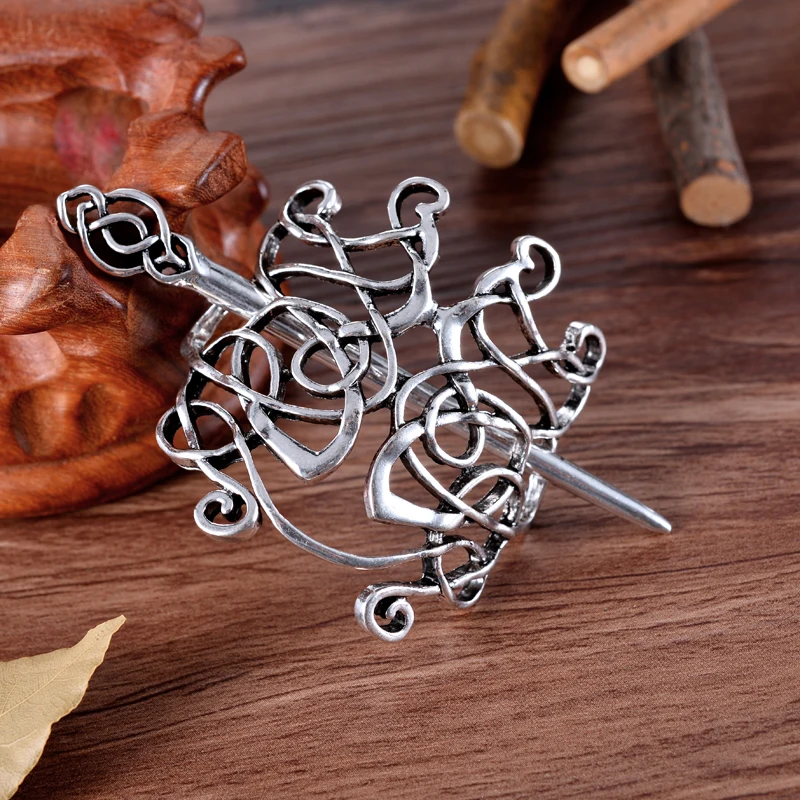 Viking Hair Hairpins Jewelry Celtics Knots Crown Vintage Style Antique Silver Color Clips Gift for girl women | Украшения и