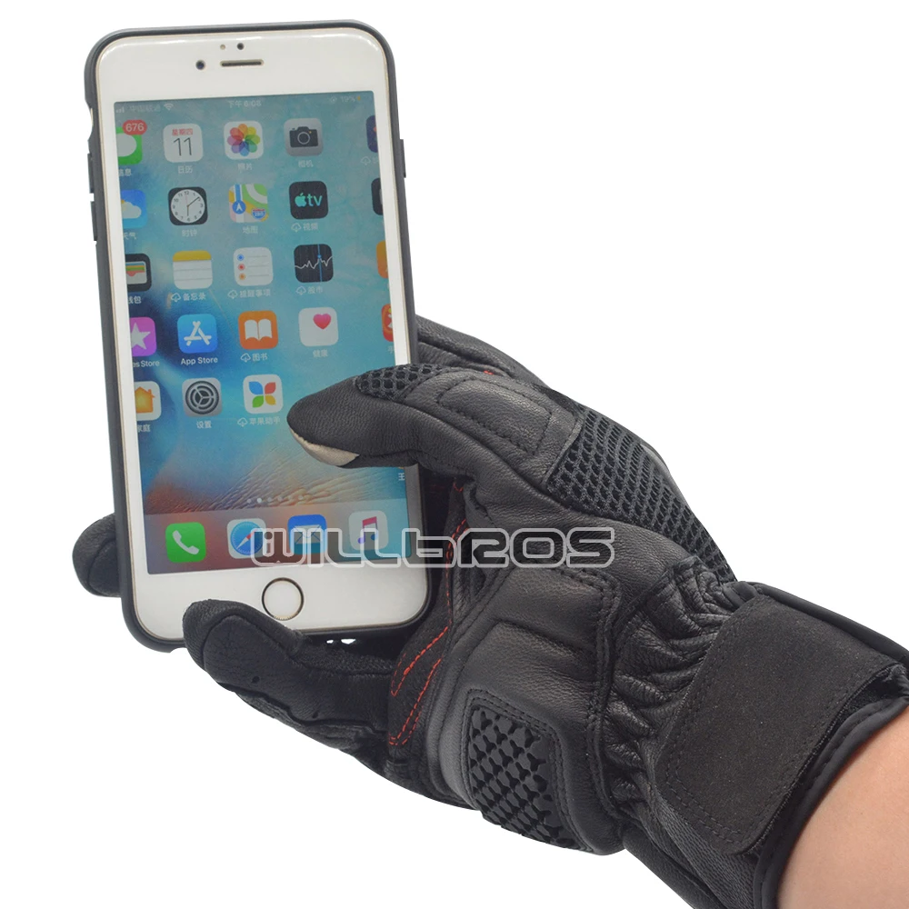 

Motorcycle Motocross Leather Gloves Motorbike Gants Off Road Racing Glove Black