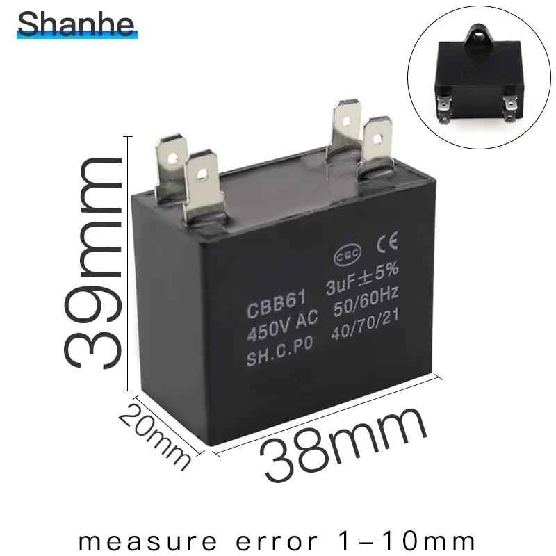 450V конденсатор моторного двигателя потолочный вентилятор вытяжной CBB61 1 мкФ 1,5 мкФ 2 мкФ 2,5 мкФ 3 мкФ 3,5 мкФ 4 мкФ 5 мкФ 6 мкФ 8 мкФ 10 мкФ