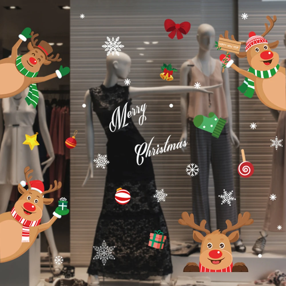 30*40 см * 4 шт. креативная Рождественская Настенная Наклейка ПВХ Полупрозрачная