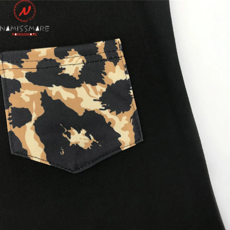 

Women Summer Casual Loose T-Shirts Color Matching Design Pockets Decor V-Neck Short Sleeve Leopard Print Slim Pullovers Top