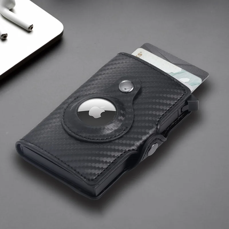 Tanie Airtag Portfel Luksusowa Skórzana Torba Na Karty Do Apple AirTags Tracker Anti-lost Ochronna Pokrywa Mężczyźni Kobiety Portfel Z Tworzywa Syntetycznego Z Przypadku Airtags