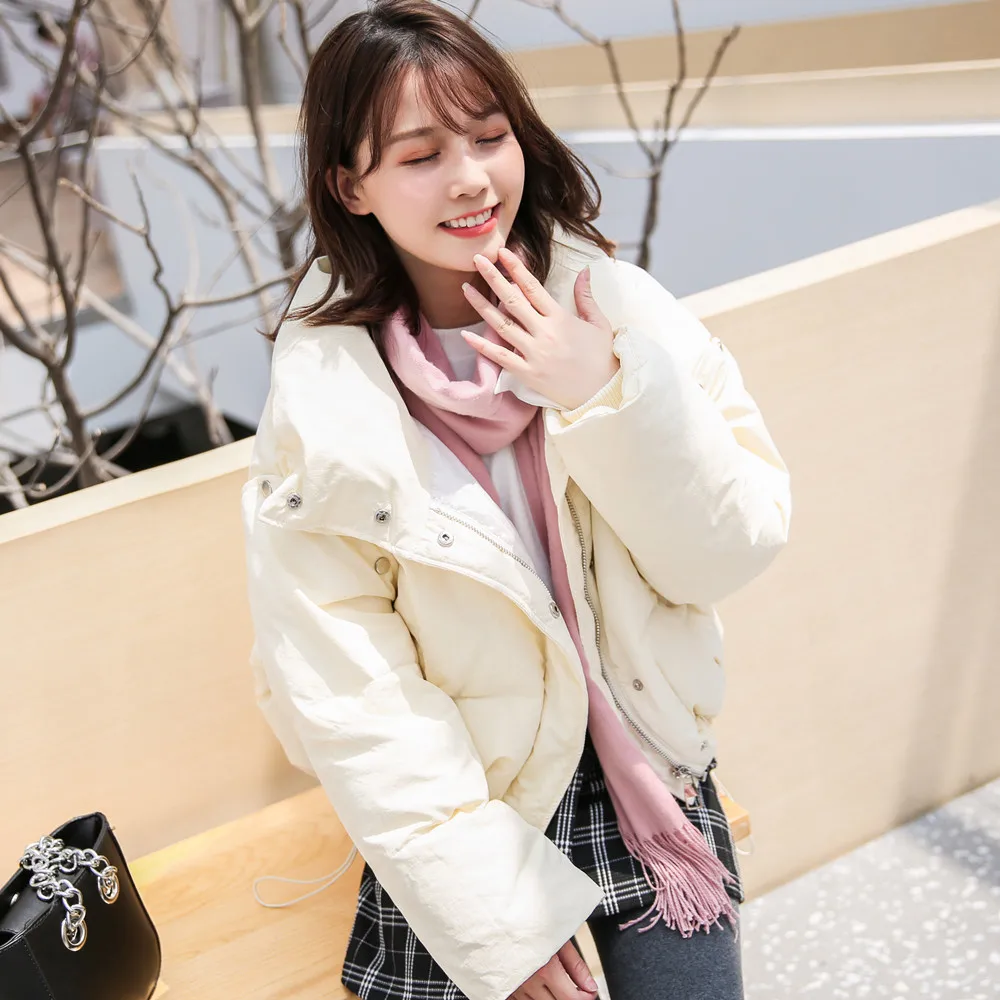 Осень и зима Новый пуховик женский короткий хлеб сервис свободный большой размер