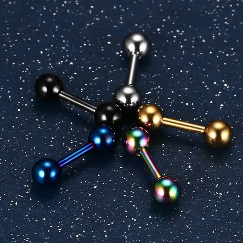 Модные мужские серьги-гвоздики из нержавеющей стали круглые сережки с шаром для