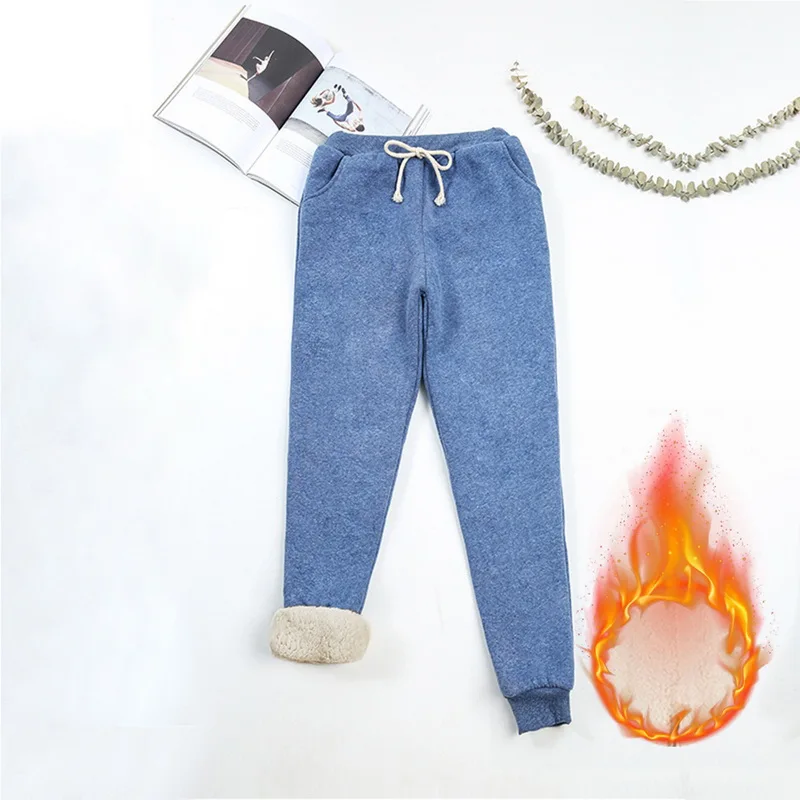 

2021 Autumn Winter Women Fleece Sweatpants Trouser Casual Thick Velvet Cashmere Sweatpants Lamb Workout Joggers -length Pant