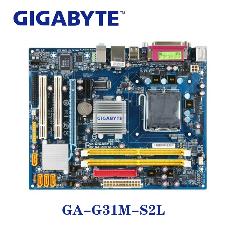 Материнская плата LGA 775 G31 DDR2 Gigabyte GA G31M S2L 100% USB2.0 4G Desktop SATA II б/у системная PCI E