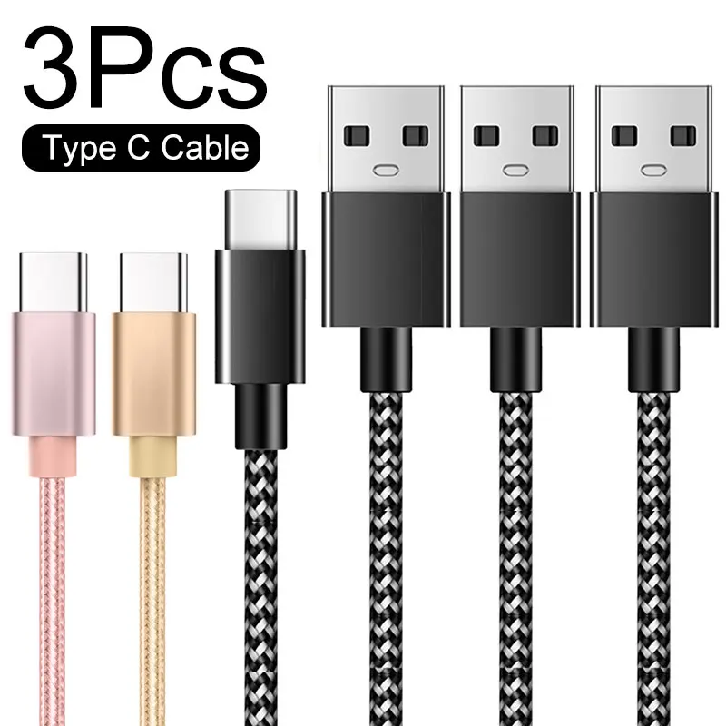 

3Pcs USB Type C Cable for Xiaomi Redmi Note 10 9 Pro Fast Charging USB C Data Cable for Xiaomi Samsung Type C Cable Phone Charge