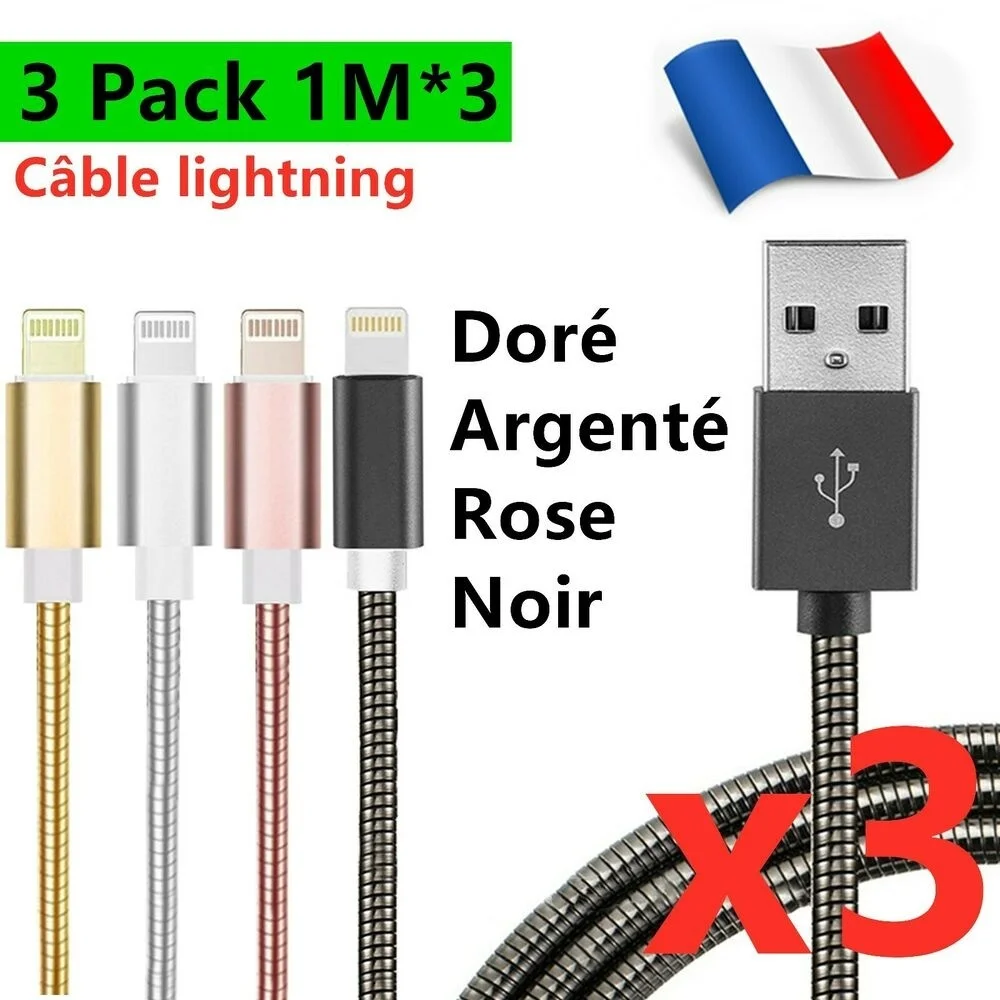 

CABLE POUR FOR IPHONE XR 11 Pro Max XS 7 6 CHARGEUR USB ULTRA RÉSISTANT LOT 1M 2M