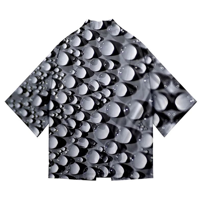 Японские Зеленые капли воды костюм 3d печать кимоно рубашка Прохладный хип-хоп
