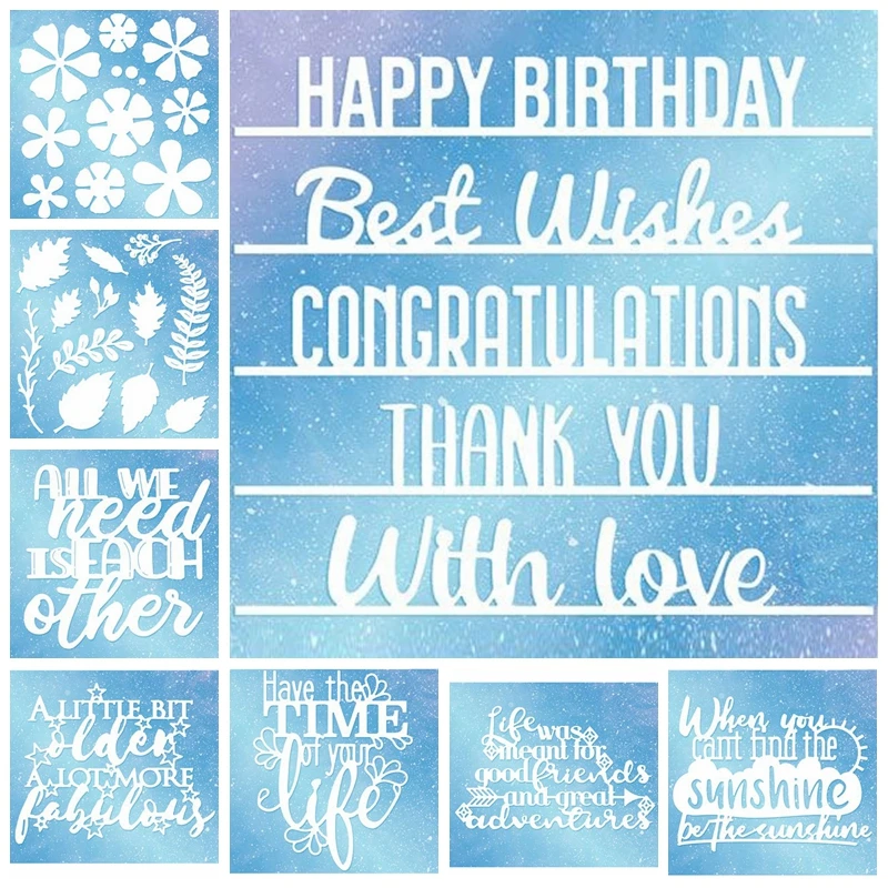 

Floral Fancy Leaves cutting dies On the Edge ,All We Need phrase ,Letter Words metal die cuts Album Decor Cards Crafts