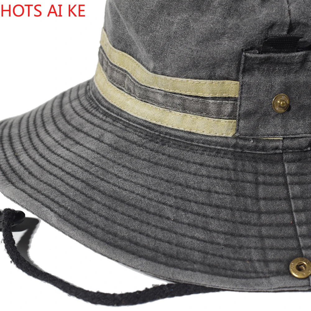 

Fishing Hiking Sun Hat Men Women Boonie Hat Wide Brim Bucket Hat Outdoor Safari Summer Cap Cotton Bucket Hat