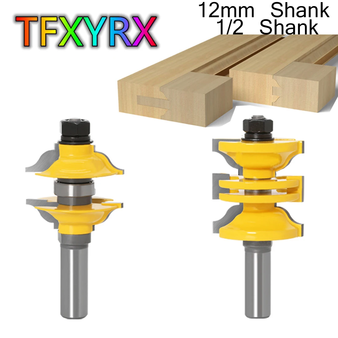 2pcs 12mm 1/2 Inch Shank Entry & Interior Door Ogee Router Bit Set Matched 2 Bits MIlling Cutters for Wood Woodworking Tools